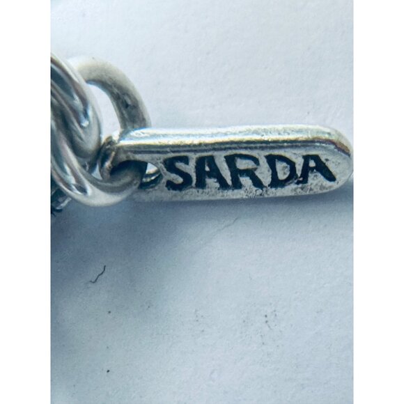 Estate Sterling Silver 925 "Blessed" Bracelet, 8” Length, Designer Sarda Scroll - Picture 8 of 10